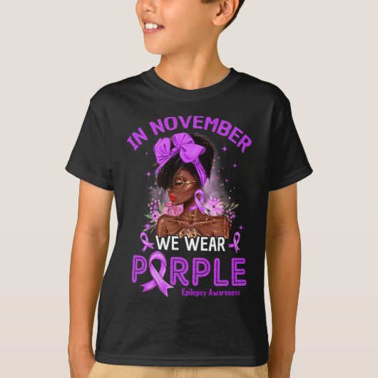 In November We Wear Purple Black Women Epilepsy Aw Tシャツ (正面)