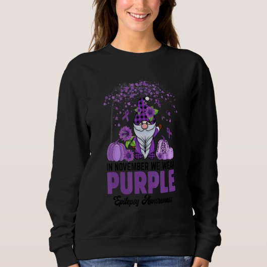 In November We Wear Purple Gnome Epilepsy Awarenes スウェットシャツ (正面)