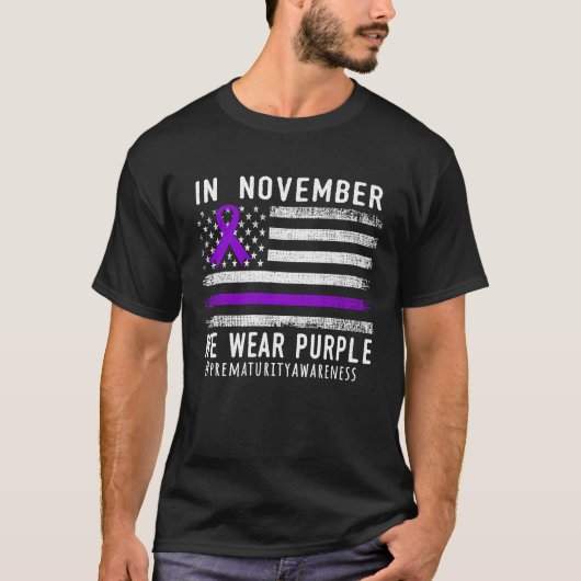 In November We Wear Purple Prematurity Awareness U Tシャツ (正面)