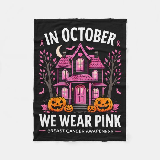 In October We Wear Nk Breast Cancer Awareness Wome フリースブランケット (正面)