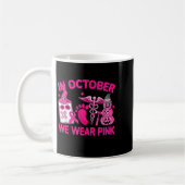 In October We Wear Nk Breast Cancer Diatry Life  コーヒーマグカップ (左)