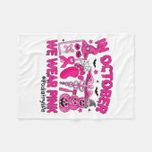 In October We Wear Nk Breast Cancer Diatry Life  フリースブランケット (正面(横))