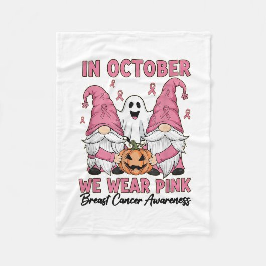 In October We Wear Nk Breast Cancer Ghost Hallowee フリースブランケット (正面)