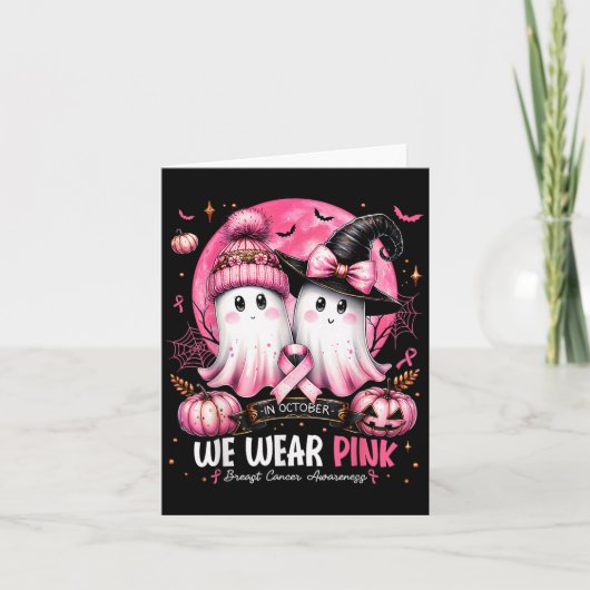 In October We Wear Nk Ghost Witch Breast Cancer Aw カード (正面)