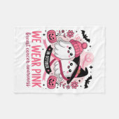 In October We Wear Nk Ghost Witch Breast Cancer Aw フリースブランケット (正面(横))