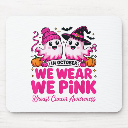 In October We Wear Nk Ghost Witch Breast Cancer Aw マウスパッド (正面)