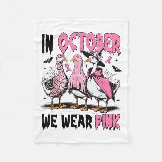 In October We Wear Nk Goose Breast Cancer Awarenes フリースブランケット (正面)