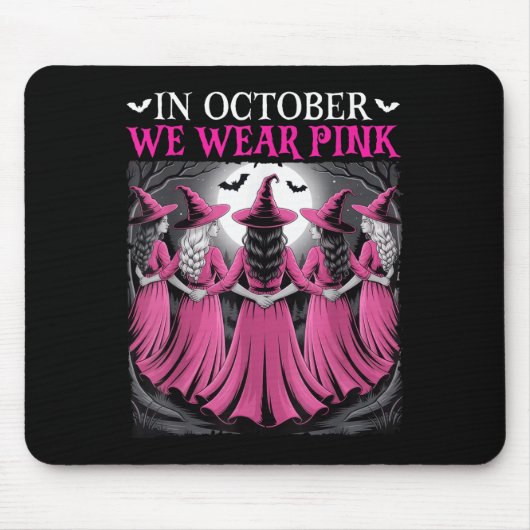 In October We Wear Nk Witch Halloween Breast Cance マウスパッド (正面)