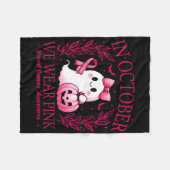 In October We Wear Pink – Breast Cancer Awareness  フリースブランケット (正面(横))
