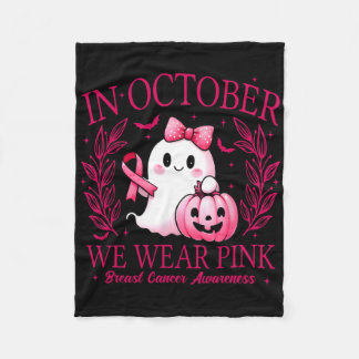 In October We Wear Pink – Breast Cancer Awareness  フリースブランケット