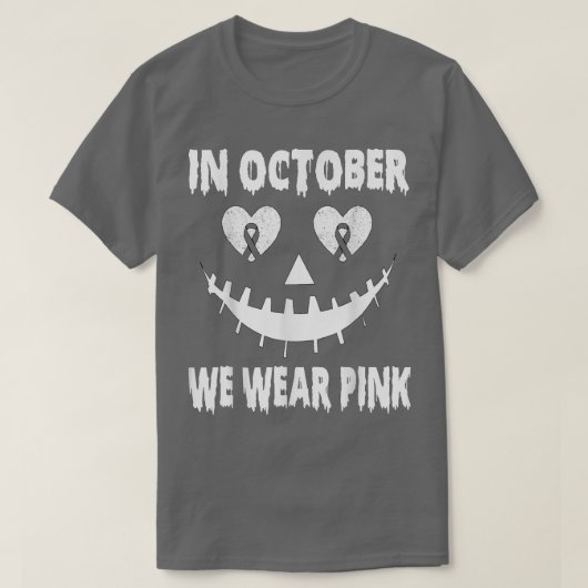In October We Wear Pink Breast Cancer Jackolantern Tシャツ (デザイン正面)