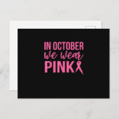 In October We Wear Pink Breast Cancer Support Wome ポストカード (正面/裏面)