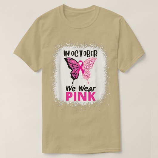 In October We Wear Pink Butterflies Breast Cancer Tシャツ (デザイン正面)