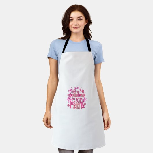 🎀 In October We Wear Pink Design エプロン (着用した状態)