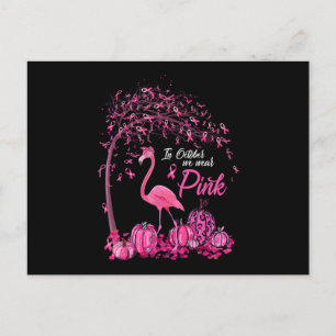 In October We Wear Pink Flamingo Breast Cancer Awa 案内ポストカード
