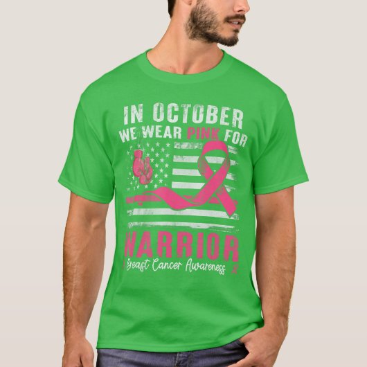 in October We Wear Pink for Warriors Breast Cancer Tシャツ (正面)
