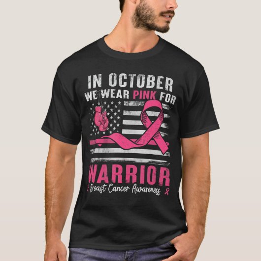 in October We Wear Pink for Warriors Breast Cancer Tシャツ (正面)