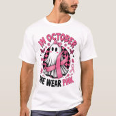 In October We Wear Pink Ghost Witch Breast Cance Tシャツ (正面)