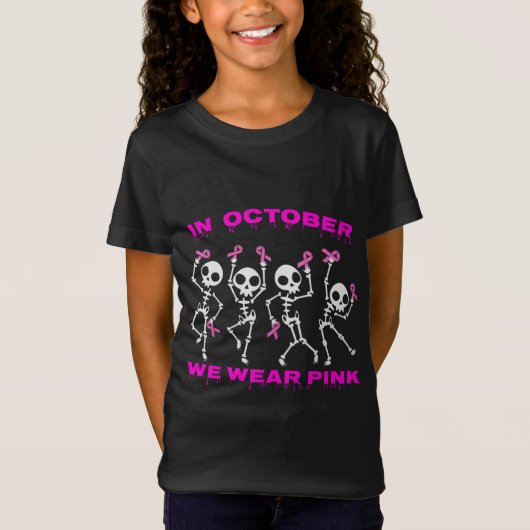 In October We Wear Pink Ghost Witch Breast Cancer Tシャツ (正面)