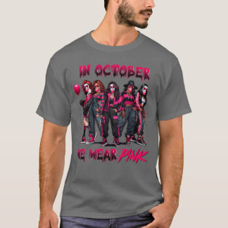 In October We Wear Pink Horror Breast Cancer Aware Tシャツ