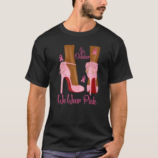 In October We Wear Pink Ribbon Melanin Black Queen Tシャツ (正面)
