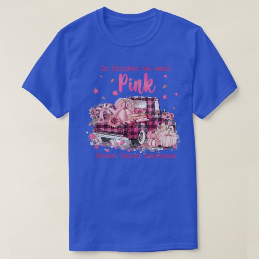 In October We Wear Pink Ribbon Plaid Truck Breast Tシャツ (デザイン正面)