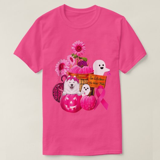 In October We Wear Pink Samoyed Breast Cancer Hall Tシャツ (デザイン正面)