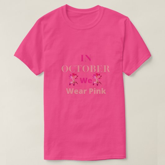 In October We Wear Pink Sugar Skull Breast Cancer  Tシャツ (デザイン正面)