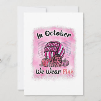 In October We Wear Pink Volleyball Breast Cancer A サンキューカード