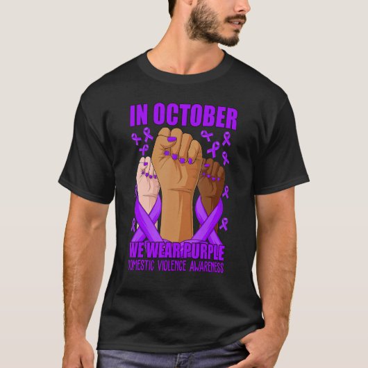 In October We Wear Purple Domestic Violence Awaren Tシャツ (正面)