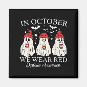 In October We Wear Red Ghost Teacher Dyslexia Awar マグネット (正面)
