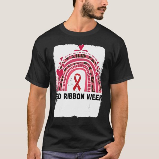 In October We Wear Red Ribbon Week Awareness 4 Tシャツ (正面)