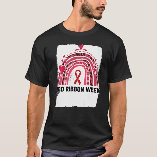 In October We Wear Red Ribbon Week Awareness   Tシャツ (正面)