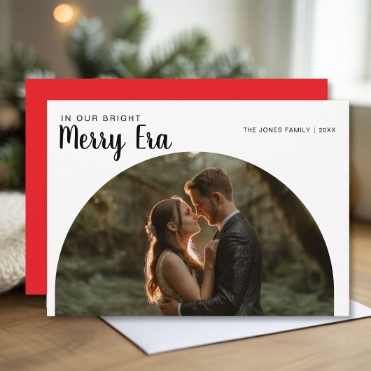 In Our Bright Merry Era Funny Couple Christmas Car シーズンカード