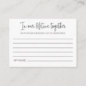 In Our Lifetime Together Bucket List 結婚's アドバイスカード (正面)