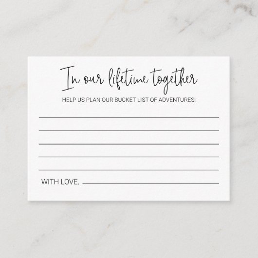 In Our Lifetime Together Bucket List 結婚's アドバイスカード (正面)