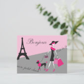In Paris Woman and Dog Pink and Black ポストカード (スタンド正面)