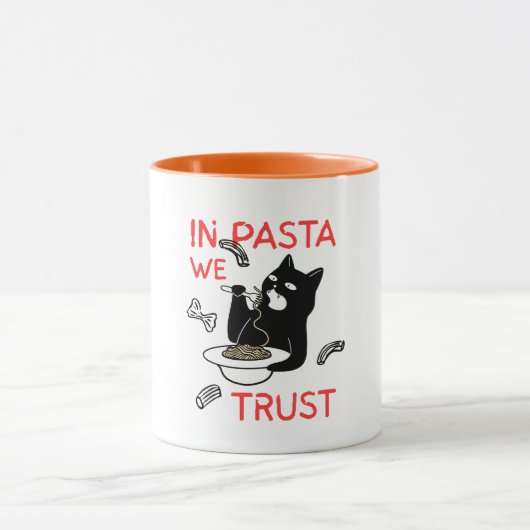 In Pasta We Trust – Funny Cat Lover Mug マグカップ (中央)