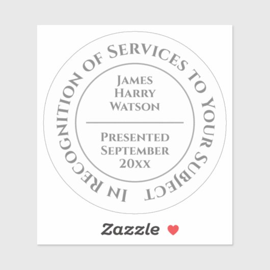 In Recognition of Services to Something シール (シート)