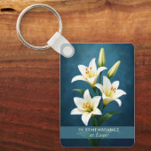 In Remembrance at Easter White Lilies on Blue キーホルダー (正面)