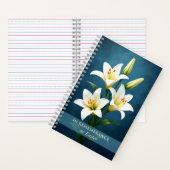In Remembrance at Easter White Lilies on Blue ノートブック (内側)