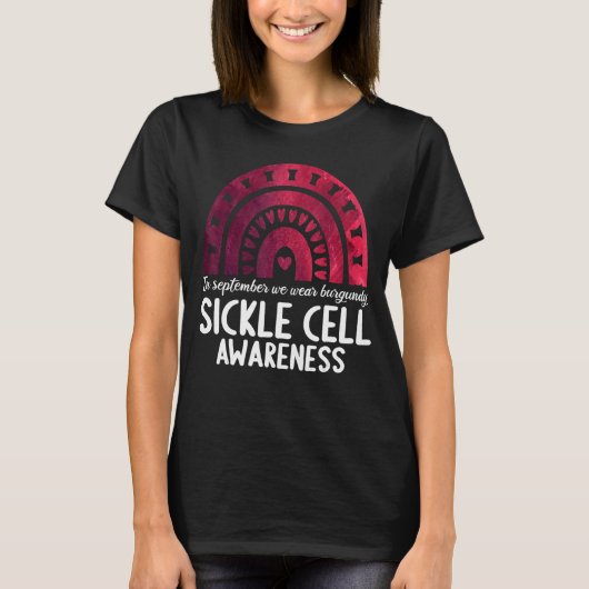 In september we wear burgundy sickle cell awarenes tシャツ (正面)