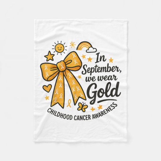 In September We Wear Gold Childhood Cancer Awarene フリースブランケット (正面)