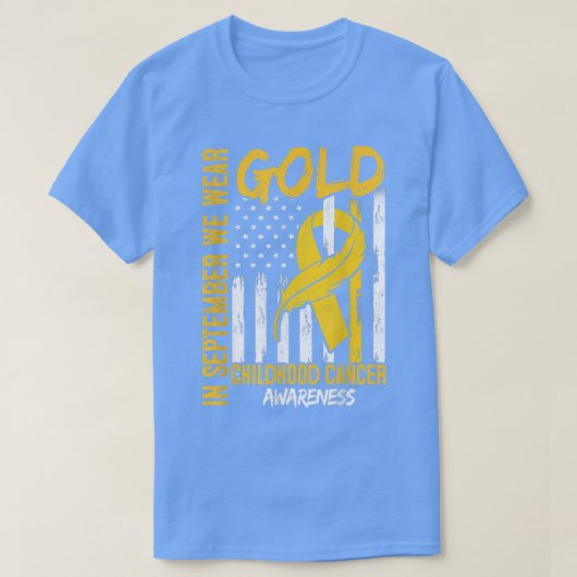 In September We Wear Gold Flag Ribbon Childhood Ca Tシャツ (デザイン正面)