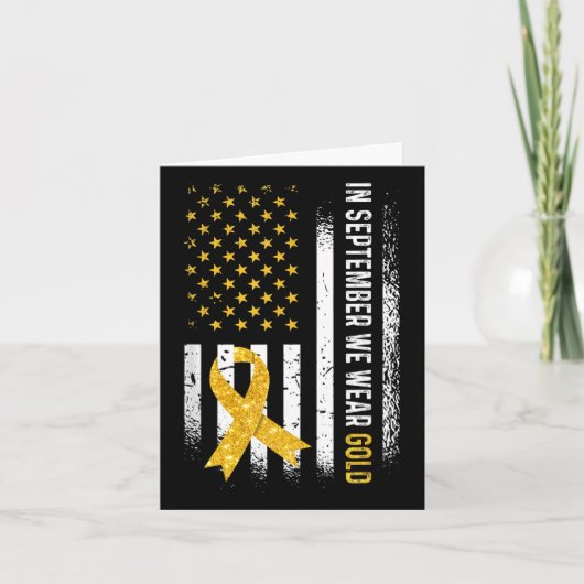 In September We Wear Gold Ribbon Flag Childhood Ca カード (正面)