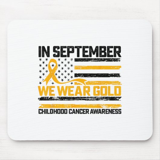 In September We Wear Gold Us Flag Childhood Cancer マウスパッド (正面)