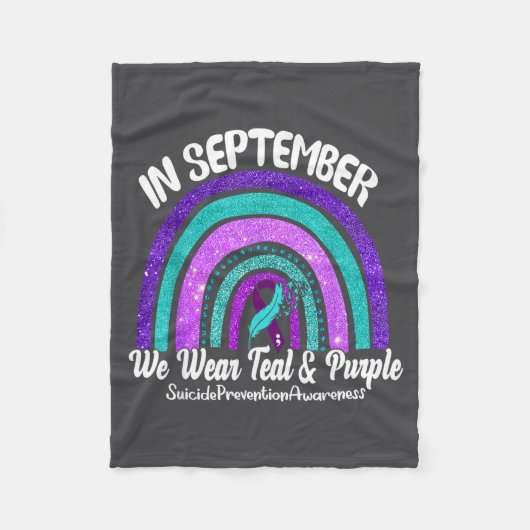 In September We Wear Teal & Purple Rainbow Sui フリースブランケット (正面)
