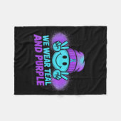 In September We Wear Teal And Purple Suicide Preve フリースブランケット (正面(横))