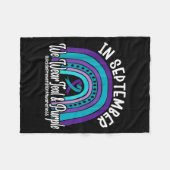 In September We Wear Teal And Purple Suicide Preve フリースブランケット (正面(横))
