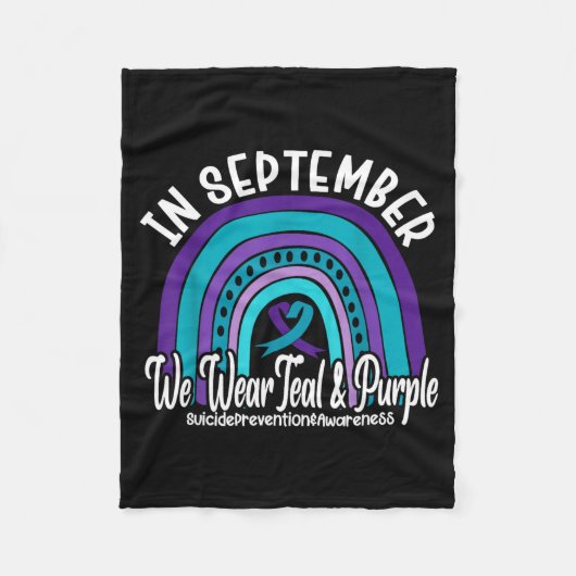 In September We Wear Teal And Purple Suicide Preve フリースブランケット (正面)